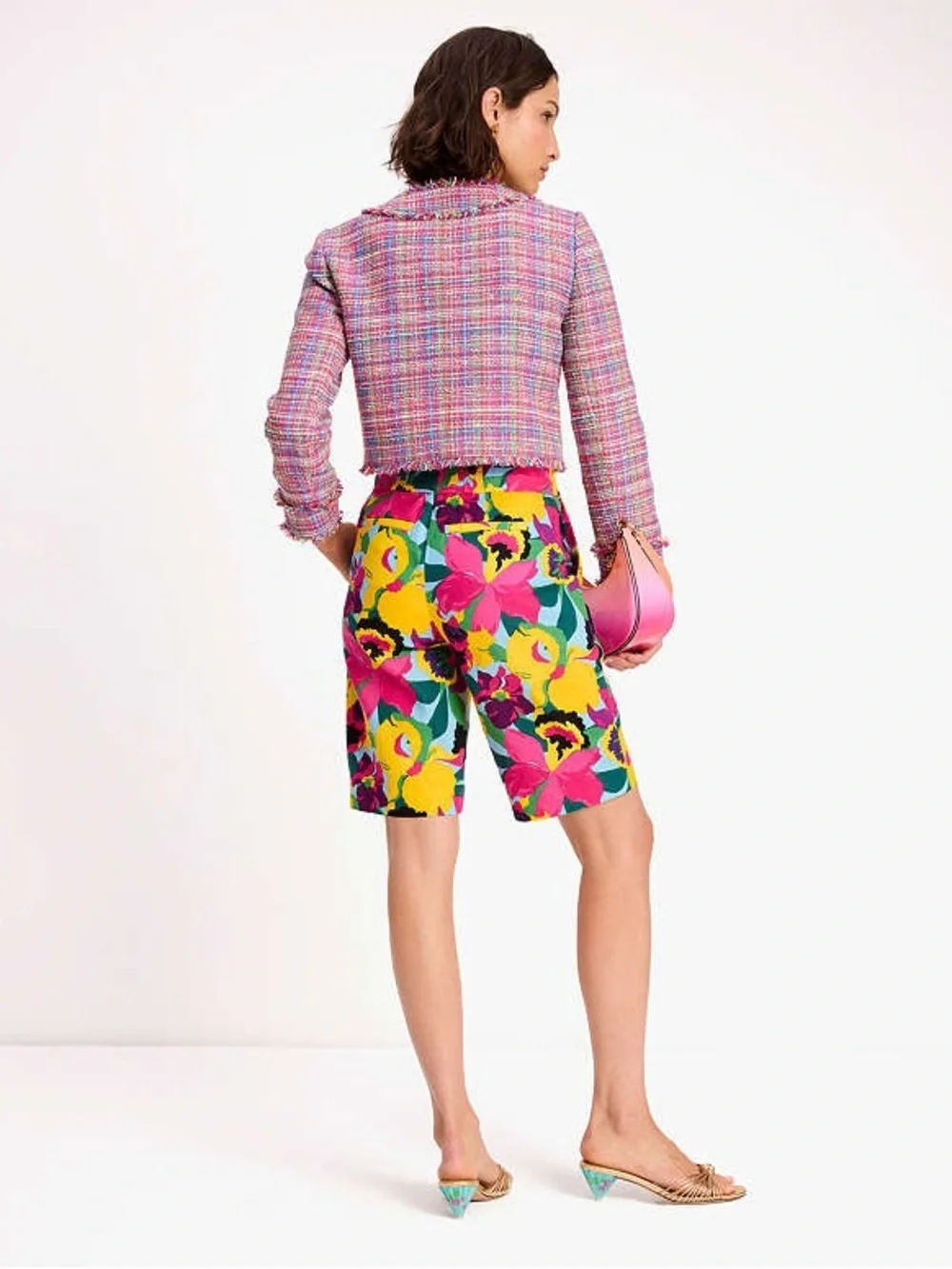 kate spade New York Orchid Bloom Linen Blend Bermuda Shorts Sz Medium